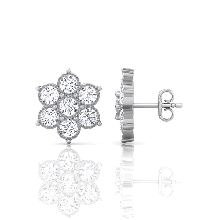 Vintage Style Natural Diamond Flower Earrings White 