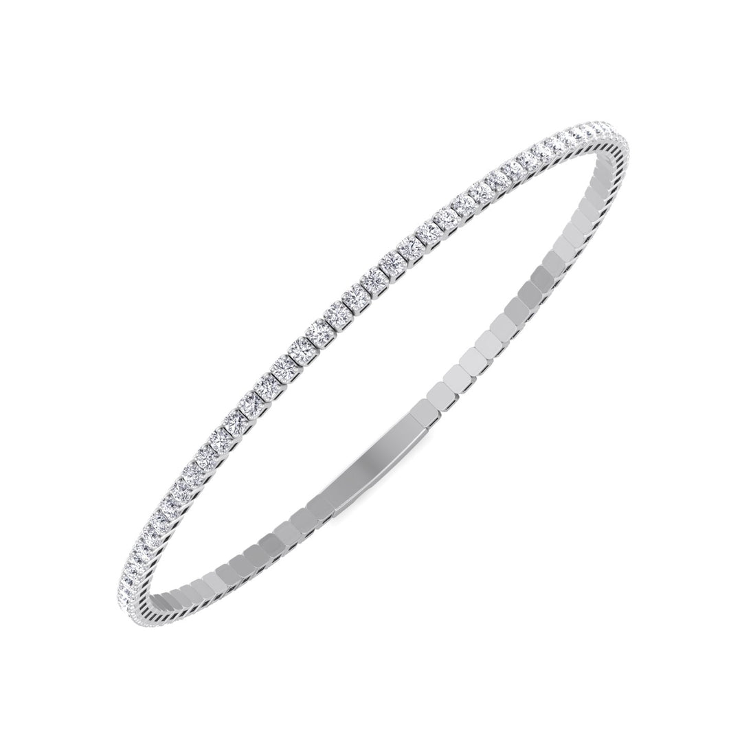 Flexible Natural Diamond Full Bangle in 14K white gold