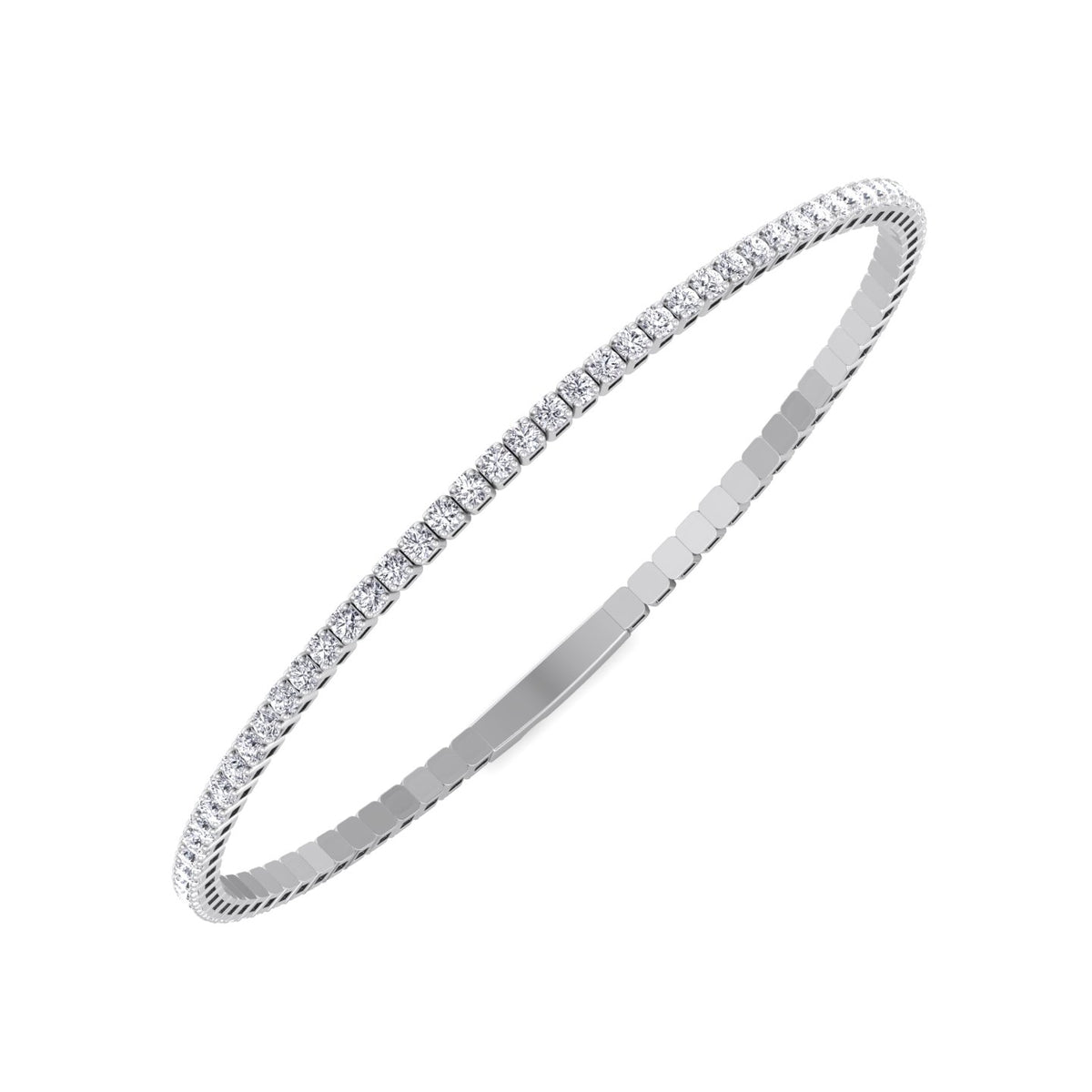 Flexible natural diamond full bangle 14K white gold