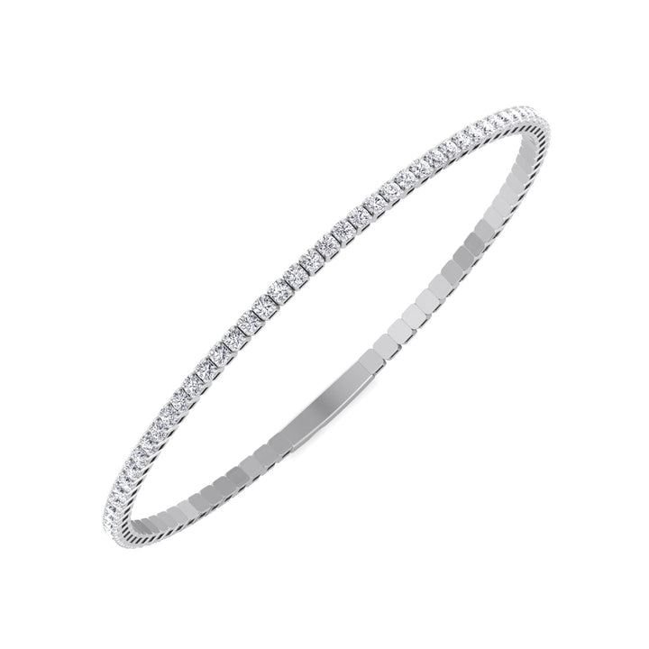 Flexible Natural Diamond Full Bangle in 14K white gold
