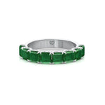 Green Emerald in Emerald Cut Half Eternity Band WG 2