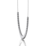 Halfway Graduated Bezel Set Natural Diamond Tennis Necklace White Gold