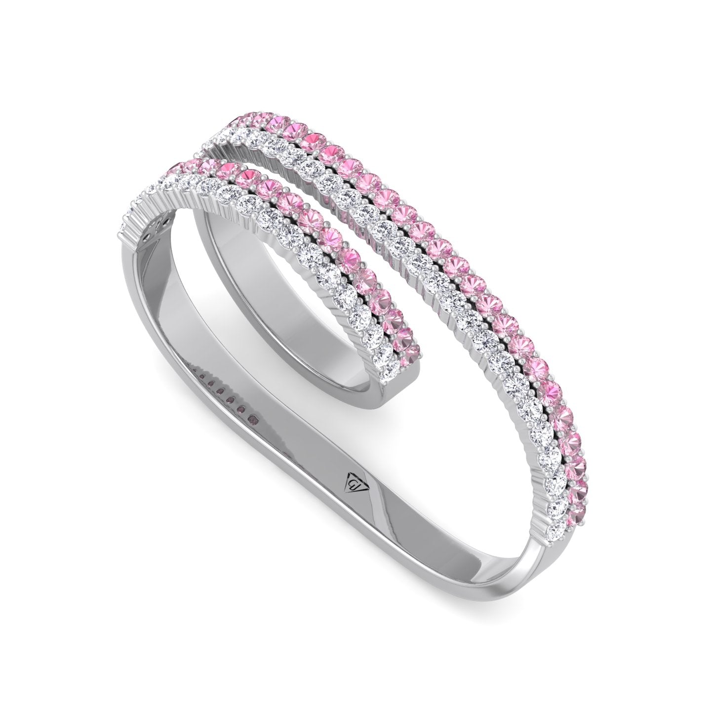 Two-Finger Ring Band-1.2CT-18K-White Gold