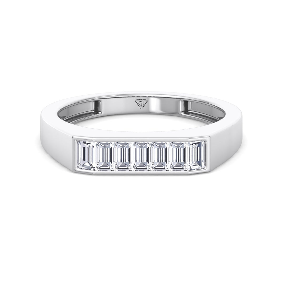 Baguette Shape Channel Setting Natural Diamond Wedding Band White Gold 18K
