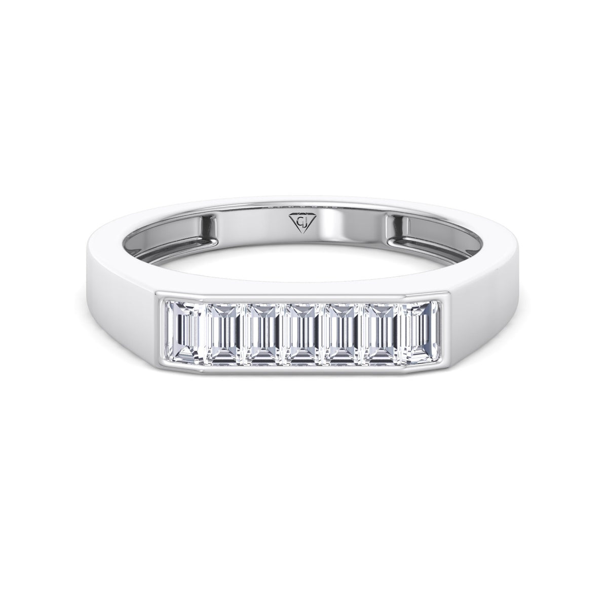 Baguette Shape Channel Setting Natural Diamond Wedding Band White Gold 18K
