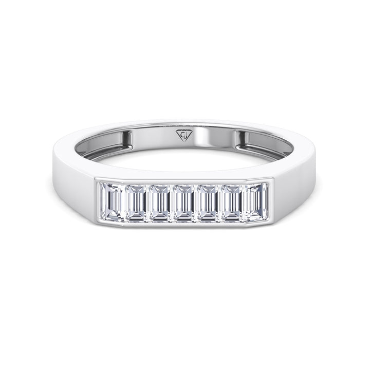 Baguette Shape Channel Setting Natural Diamond Wedding Band White Gold 18K
