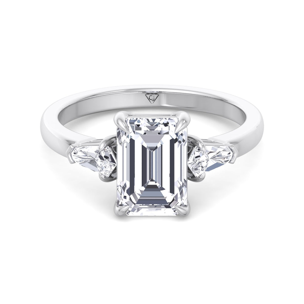 Caterina - Emerald Shape Diamond Engagement Ring With Tapered Baguette Side Stones - Gem Jewelers Co