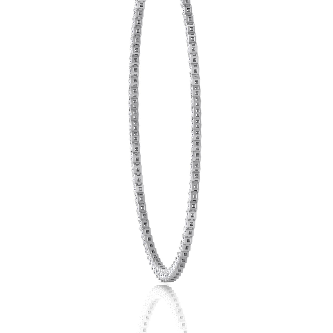 Hexagonal Bezel Set Natural Diamond Tennis Necklace Platinum, 4ct