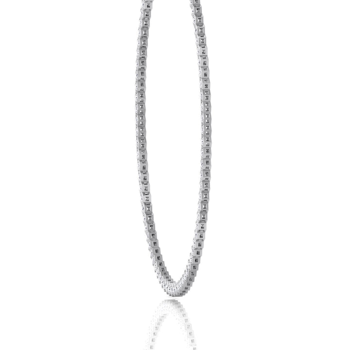 Hexagonal Bezel Set Natural Diamond Tennis Necklace Platinum, 4ct