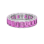 Mia - 5CT Pink Sapphire Eternity Band In Emerald Cut - Gem Jewelers Co