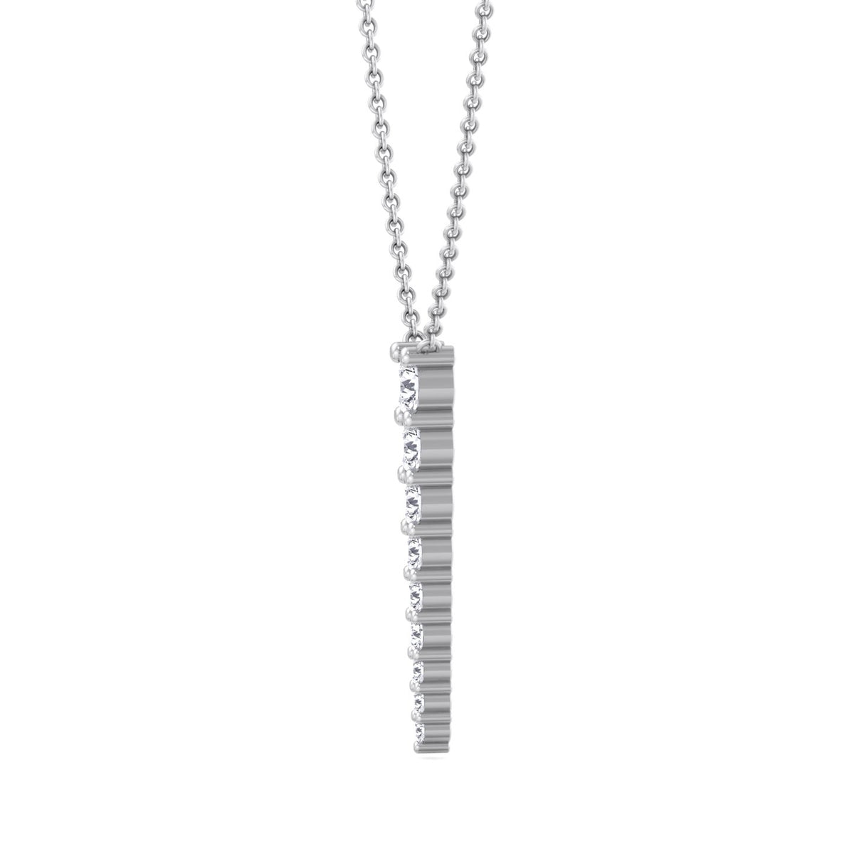 Graduated Natural Diamond Drop Pendant White Gold 