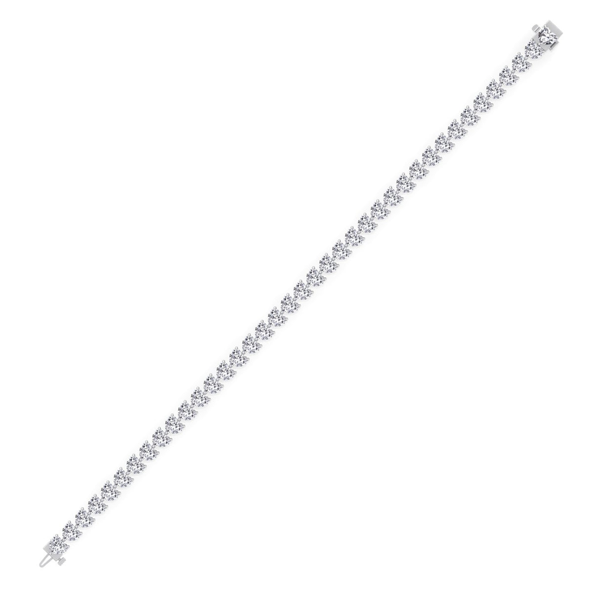 East to West Heart Shape Natural Diamond Tennis Bracelet White 