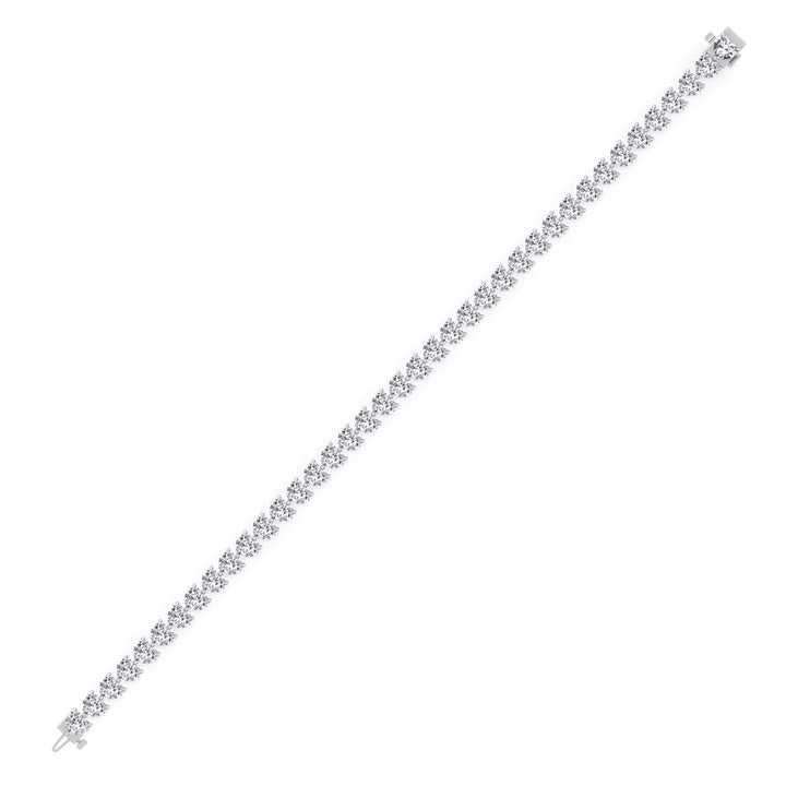 East to West Heart Shape Natural Diamond Tennis Bracelet White 