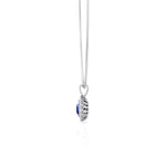 Oval Shape Natural Blue Sapphire and Diamond Halo Pendant in Omega Chain White Gold