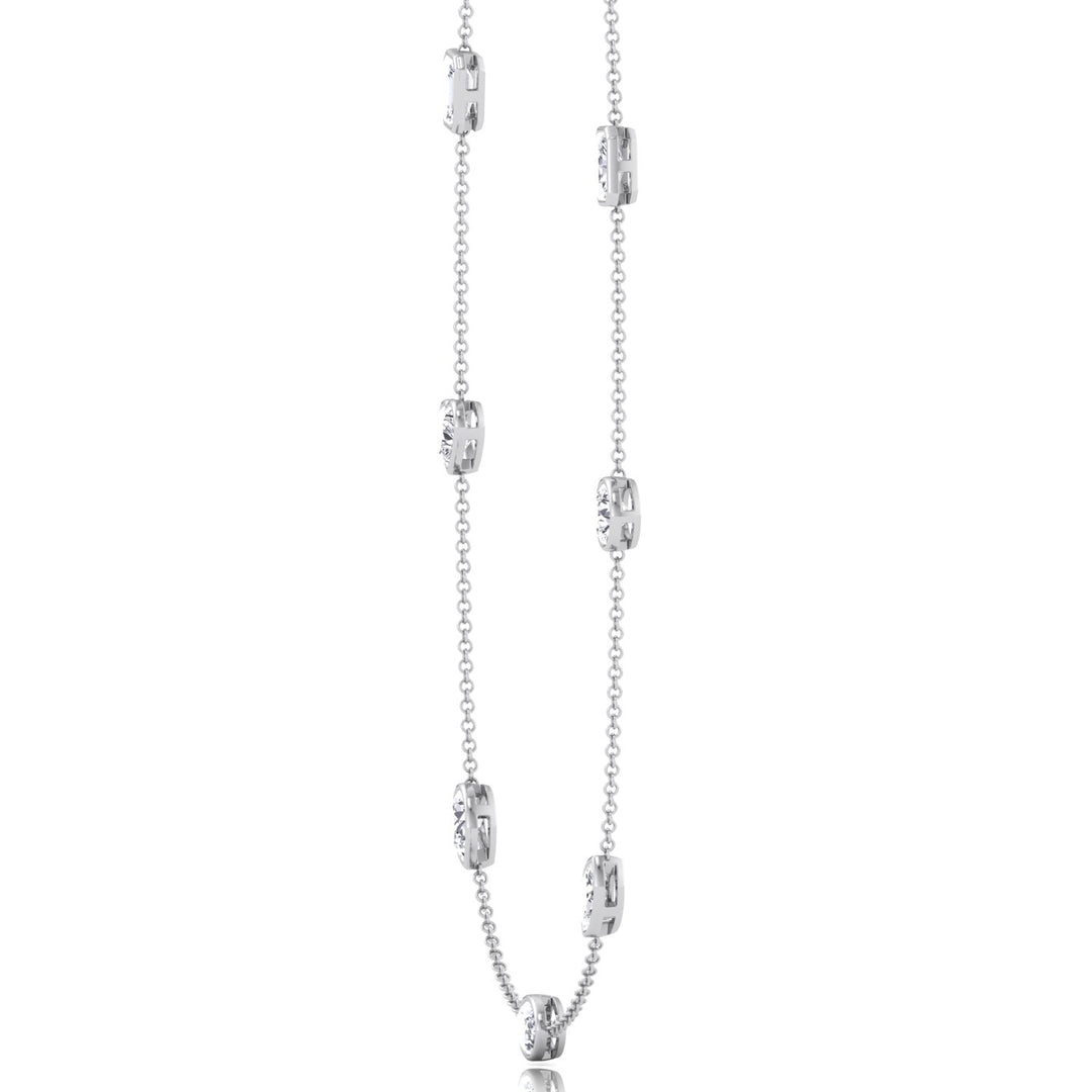 Multi Shape Natural Diamonds By The Yard Necklace White Gold 18K