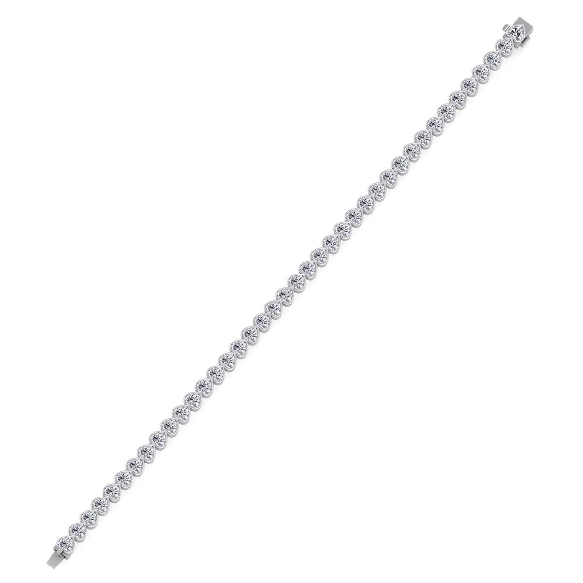 Elaria - East to West Heart Shape Bezel Set Natural Diamond Tennis Bracelet - Gem Jewelers Co