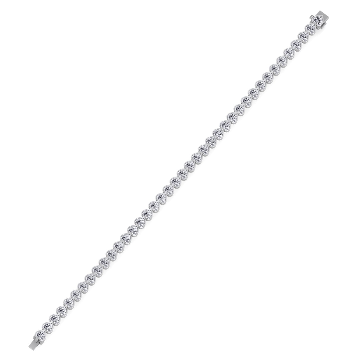 Elaria - East to West Heart Shape Bezel Set Natural Diamond Tennis Bracelet - Gem Jewelers Co