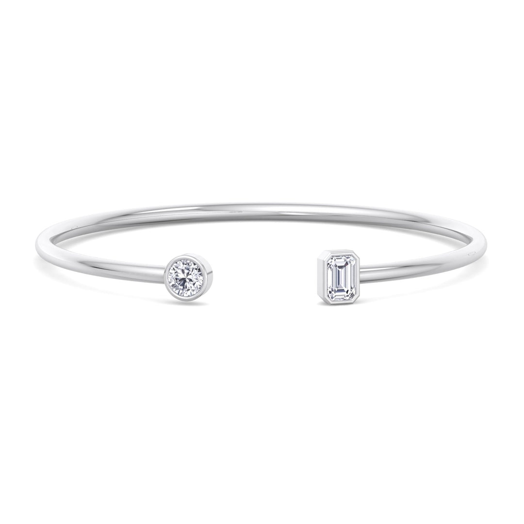round-and-emerald-cut-diamond-bezel-setting-14k-white-gold-open-cuff-bangle
