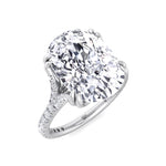 Augusta - Elongated Cushion Shape Double Claw Diamond Engagement Ring with Pave Band - Gem Jewelers Co