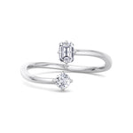 Prisca - Emerald Cut & Round Cut Diamond Stackable Ring - Gem Jewelers Co