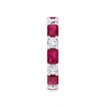 Alternating Natural Emerald Shape Red Ruby and Round Shape Diamond Eternity Band White