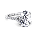 Augusta - Elongated Cushion Shape Double Claw Diamond Engagement Ring with Pave Band - Gem Jewelers Co