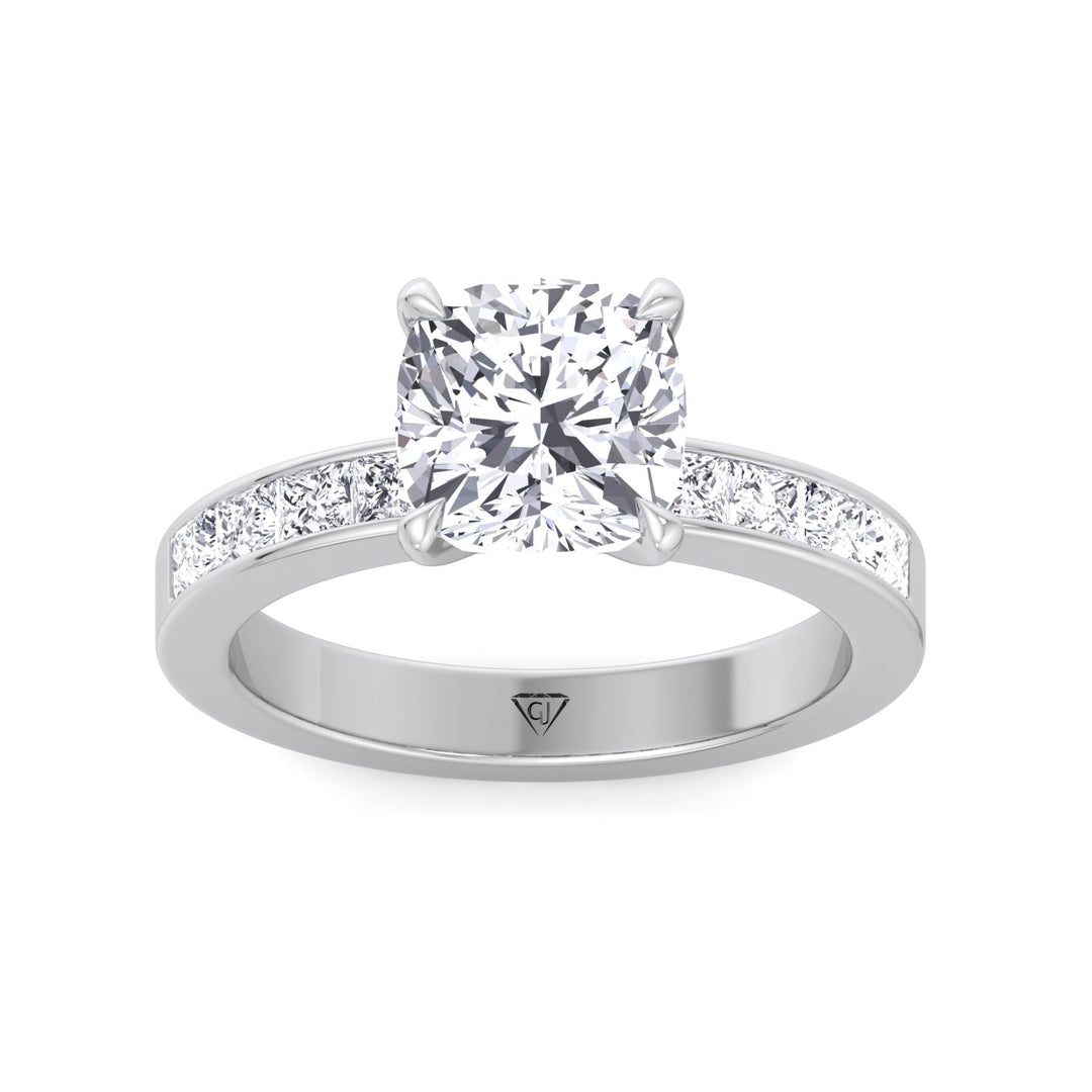 White Gold Cushion Shape Diamond Engagement Ring
