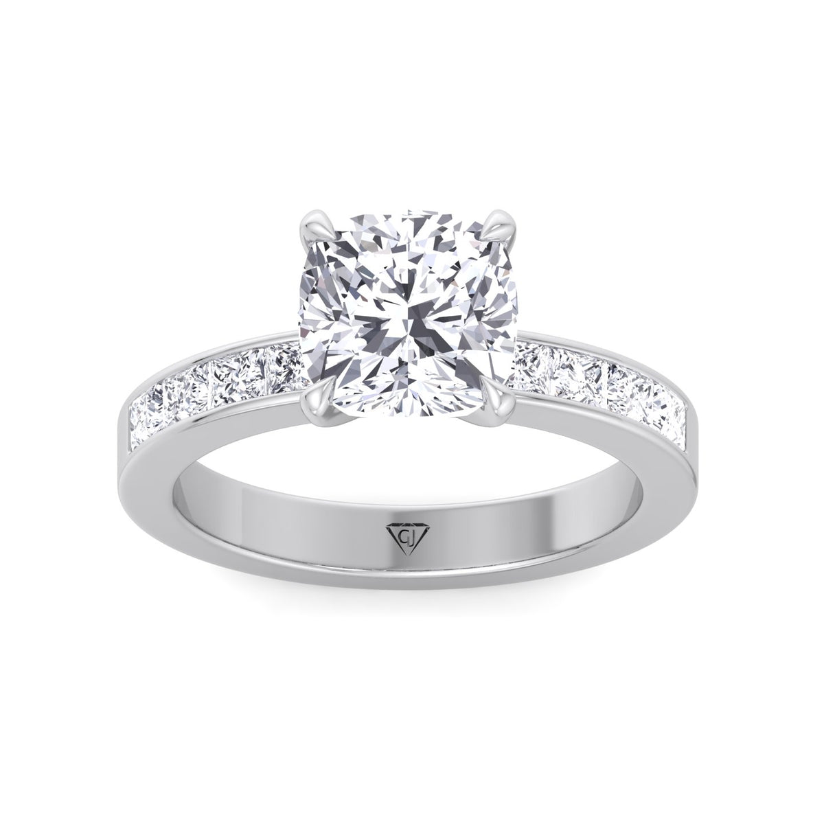 White Gold Cushion Shape Diamond Engagement Ring