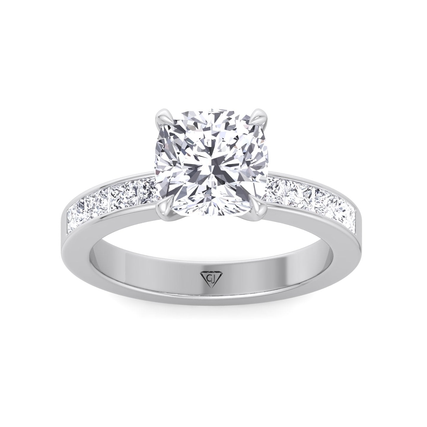 White Gold Cushion Shape Diamond Engagement Ring