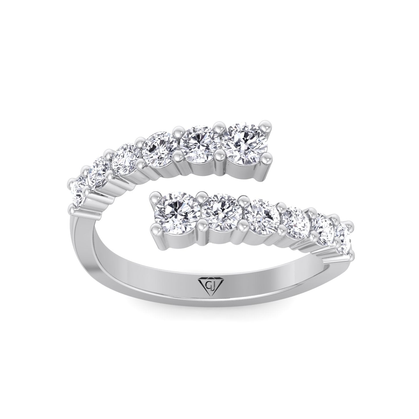 White Gold Graduated Round Cut Diamond Ring