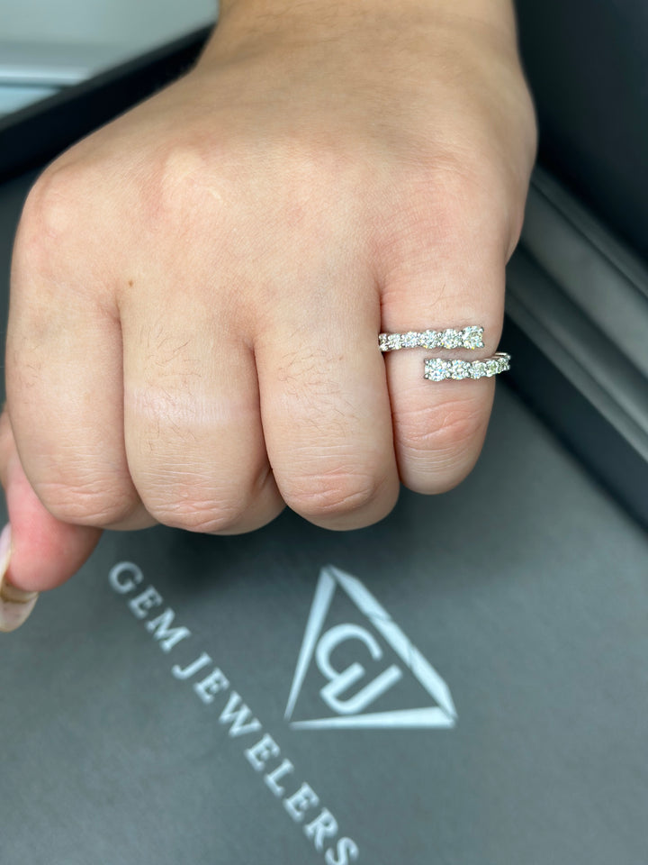 White Gold Round Cut Diamond Wrap Ring 