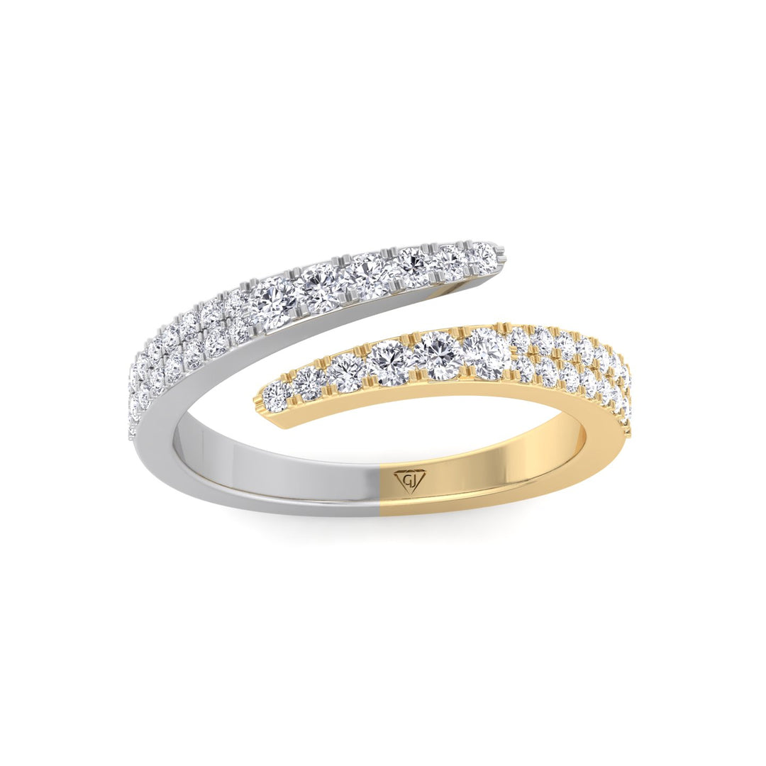 .50CT TW. Round Cut Two Tone Natural Diamond Wrap Ring