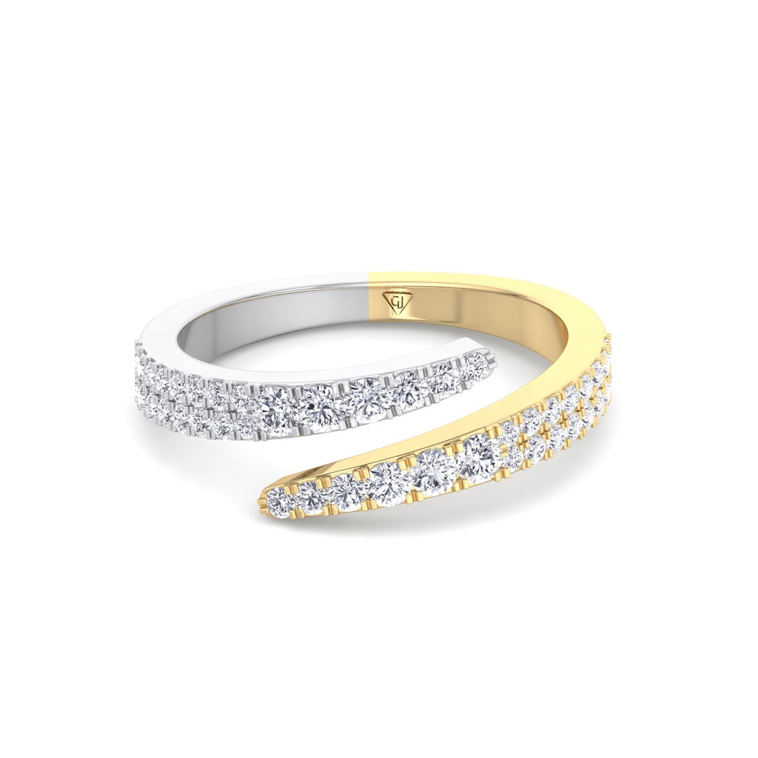 .50CT TW. Round Cut Two Tone Natural Diamond Wrap Ring