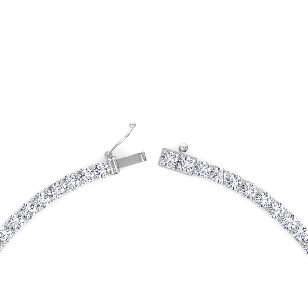 Non-Flip 4-Prong Natural Diamond Tennis Necklace - 14K Solid Gold