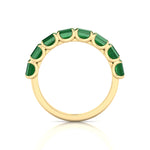 Green Emerald in Emerald Cut Half Eternity Band YG 3