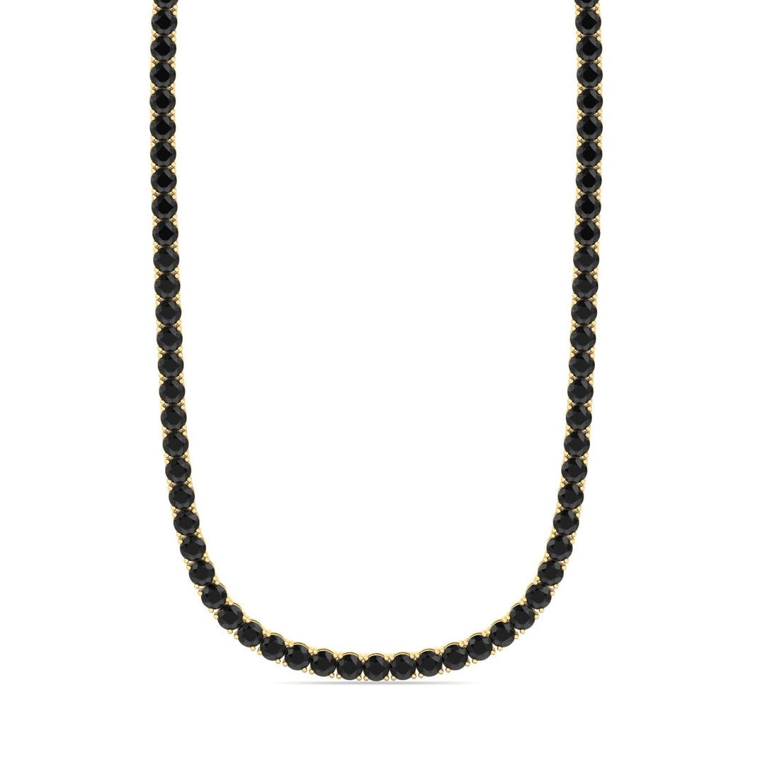 Men's Black Diamond Tennis Necklace 14K Solid Gold