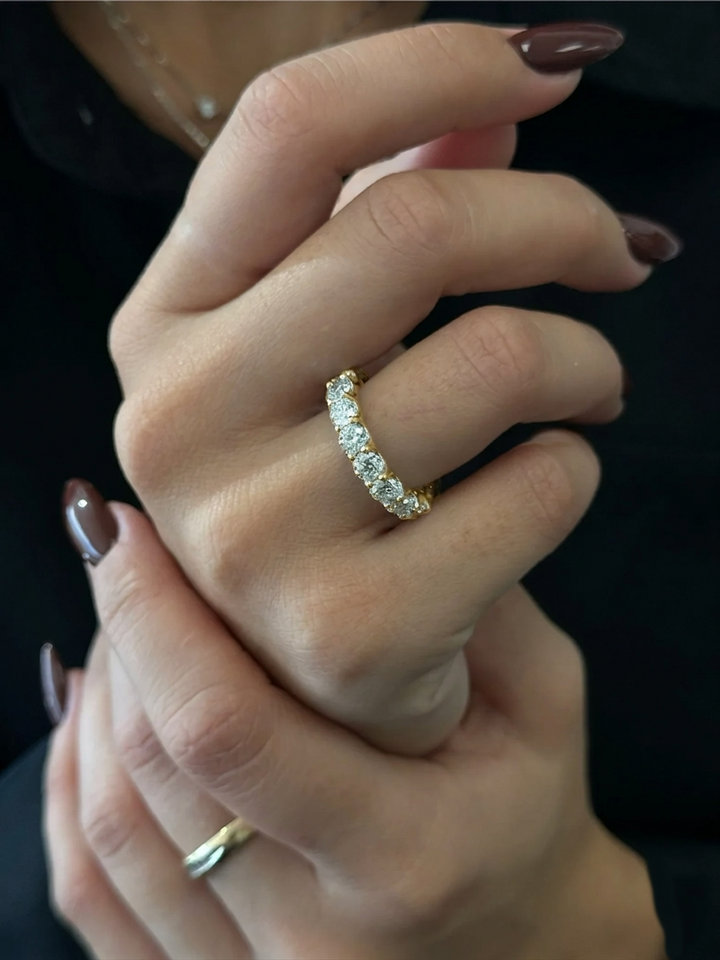 Natural Diamond U-Prong Eternity Band Solid Gold