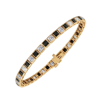 Bezel Set  Princess Cut Natural Black & Natural Diamond Bracelet  YG2