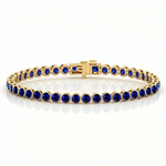 Natural Blue Sapphire Round Bezel Tennis Bracelet YG 2