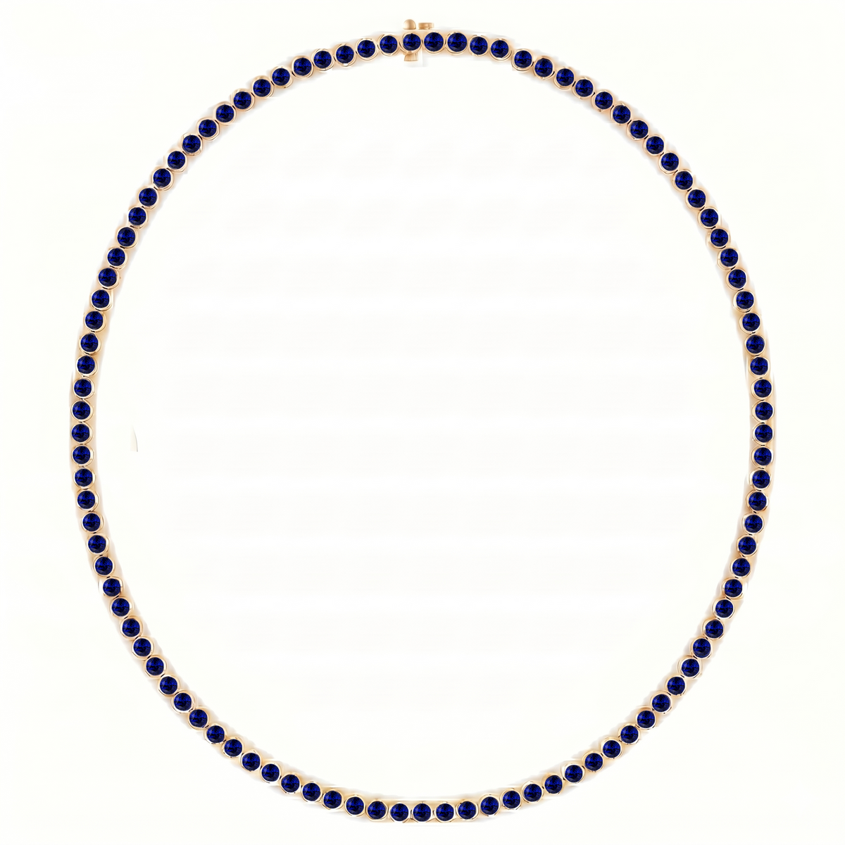 Bezel Set Natural Blue Sapphire Tennis Necklace YG