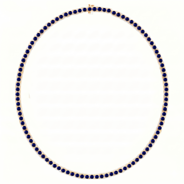 Bezel Set Natural Blue Sapphire Tennis Necklace YG