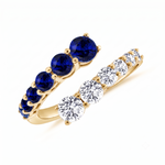 Round Cut Natural Blue Sapphire and Diamond Wrap Ring YG 2
