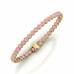 Bezel Set Natural Pink Sapphire Honeycomb Tennis Bracelet YG2