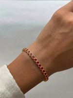 Bezel Set Natural Red Ruby Honeycomb Tennis Bracelet LIFESTYLE YG