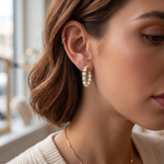 Alternating Emerald Cut and Round Natural Diamond Hoop Earrings YG lifestyle