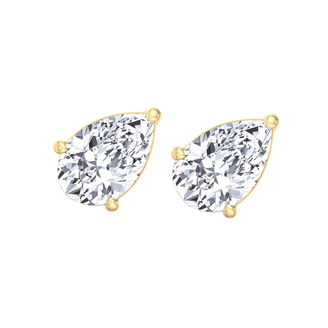 Pear Shaped East West Natural Diamond Studs YG 2