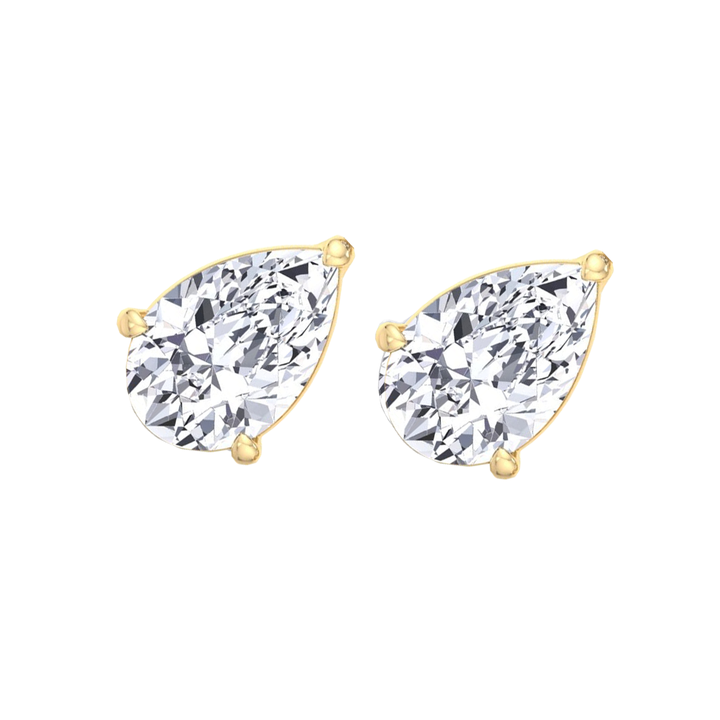 Pear Shaped East West Natural Diamond Studs YG 2