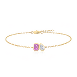 YG Natural Pink Sapphire Emerald & Diamond Pear Shape 