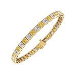Bezel Set Princess Cut Natural Fancy Yellow & Natural Diamond Bracelet YG 2
