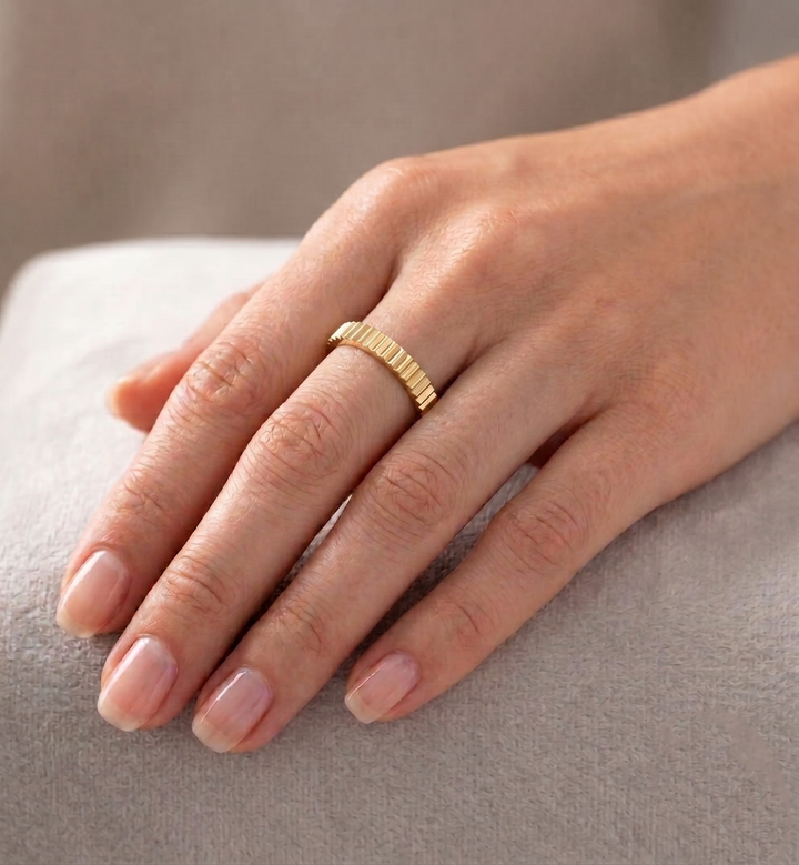 Franco - Unisex 2mm Fluted Gold Band